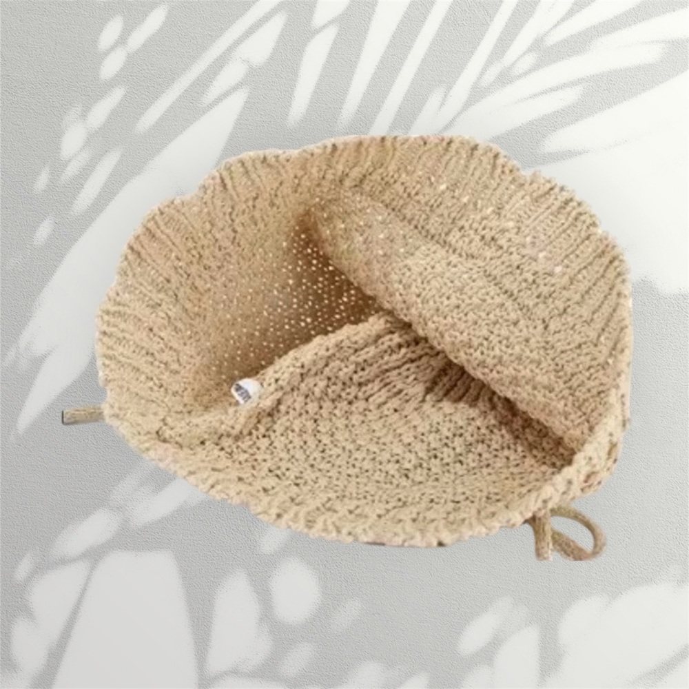 Boho Crochet Straw Bucket Hat - Sun Protector w Bow Detail - Cottagecore Style π€ - Picture 4 of 4